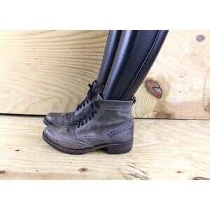Sendra Boots Womens 9 Gray Leather Wing Tip Oxfords Granny Victorian Shoes